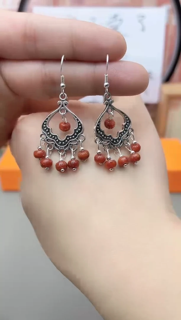 银S925镶嵌翡翠耳饰h652