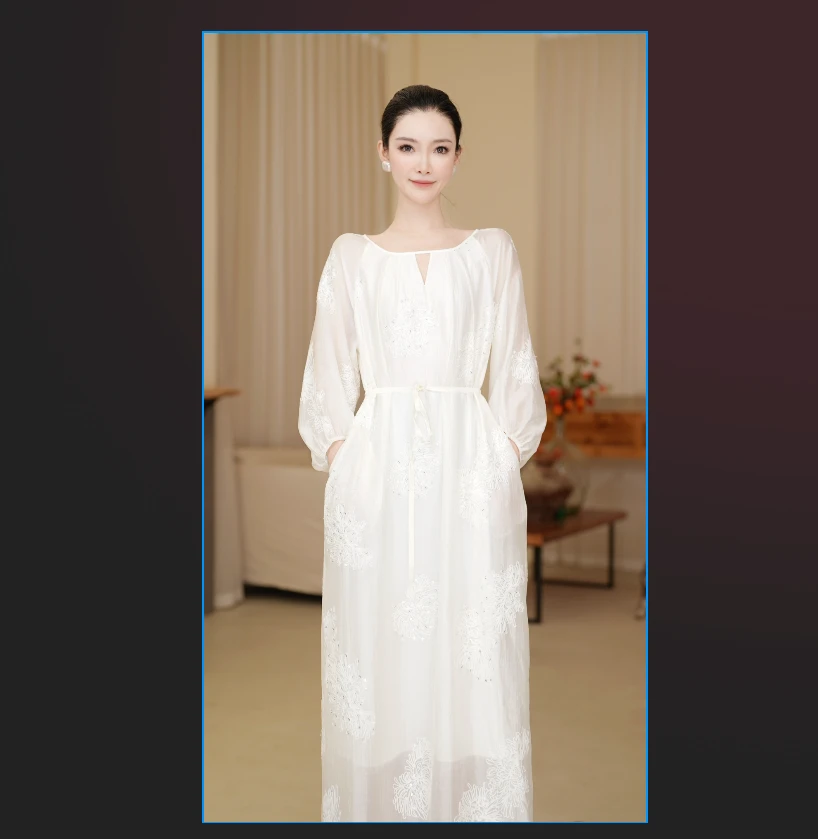 沐慕MUMU  常规清风玉露设计感连衣裙女（裙长110cm））TB-01-022D短