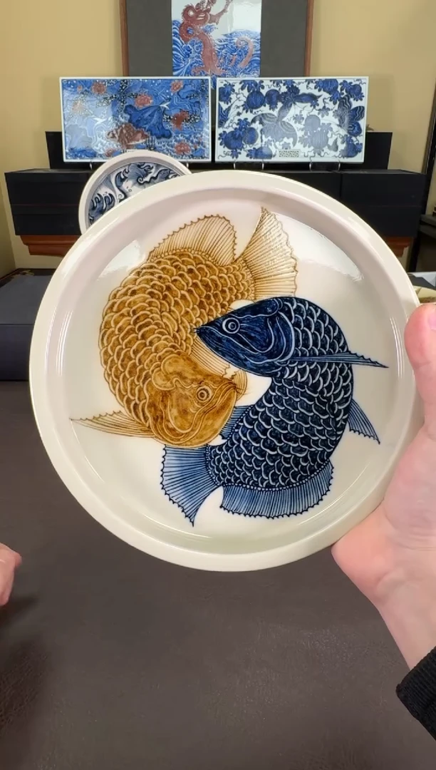 【闪购商品】瓷片二号釉金龙鱼纹壶承