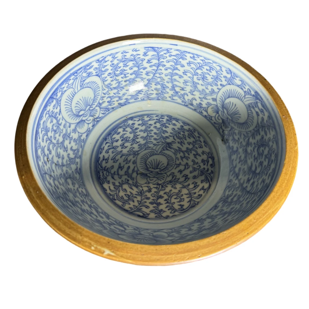 高端陶瓷青花缠枝莲净手盆