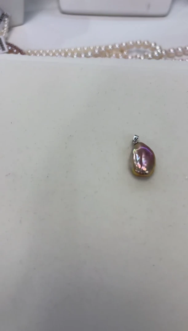 淡水珍珠银S925镶嵌吊坠(不含链)10#