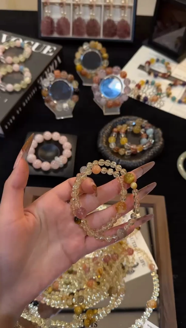 未镶嵌手链水晶黄水晶双圈x3365