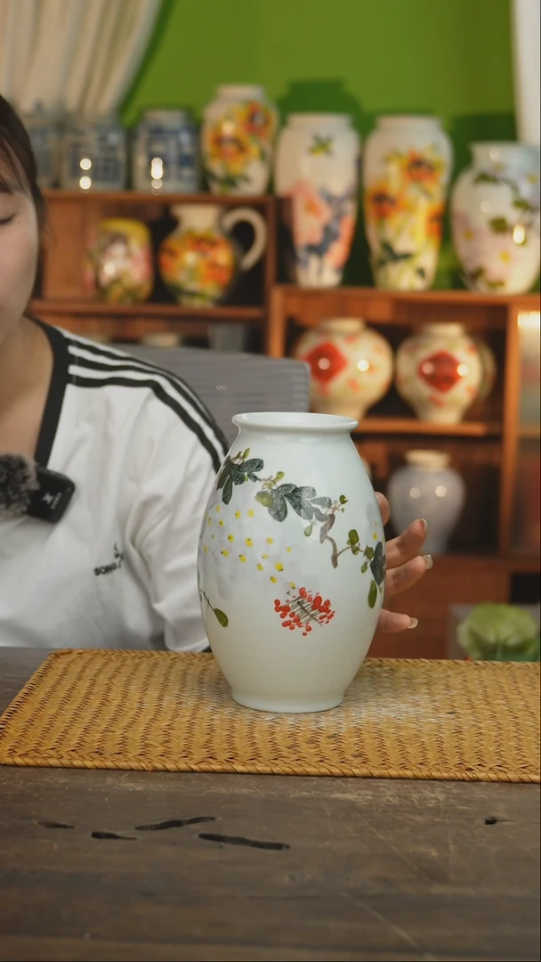 瓷片景德镇纯手工手绘花器摆件