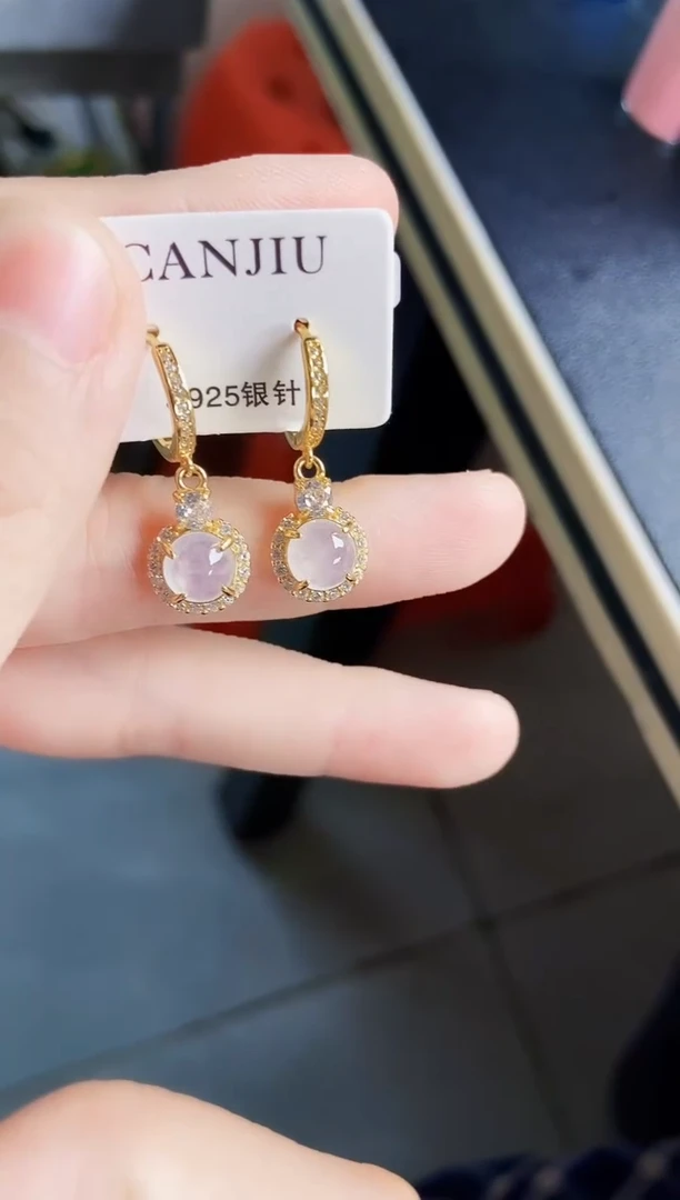 翡翠银S925镶嵌耳饰456879