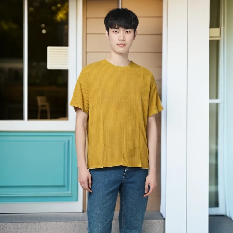 DIKAQIN/迪卡亲夏季短袖纯色圆领T恤时尚打底衫百搭舒适休闲