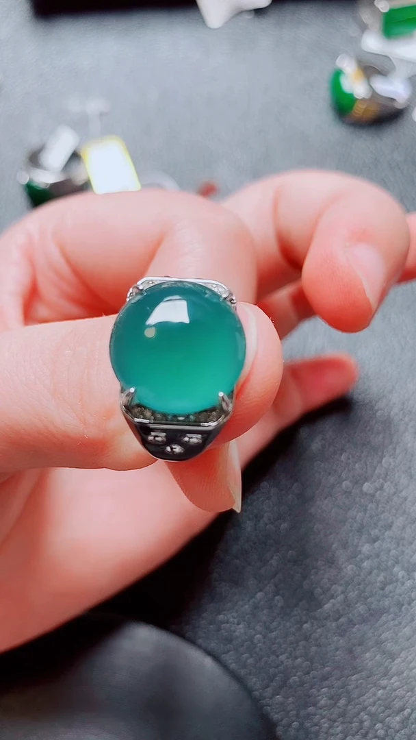 银S925镶嵌戒指翡翠翡翠