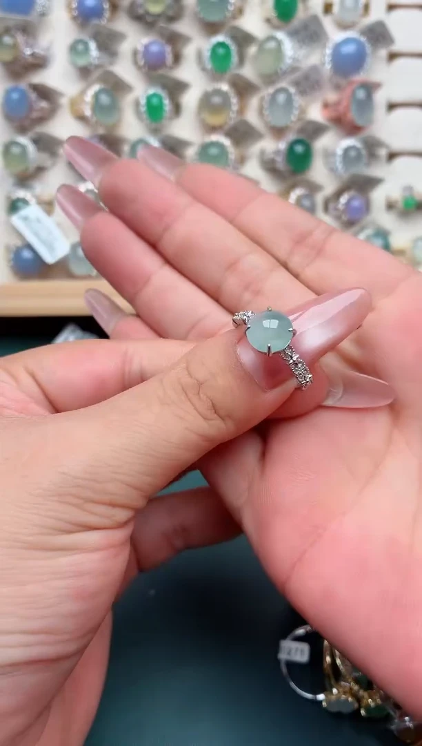 银S925镶嵌戒指翡翠.