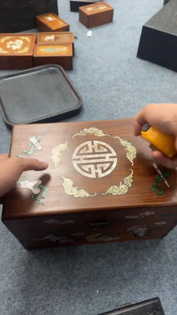 木紫檀花梨木一物一拍五福箱