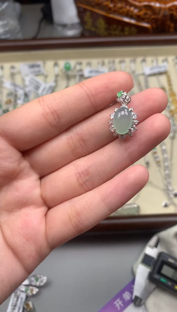 银S925镶嵌戒指翡翠吊坠