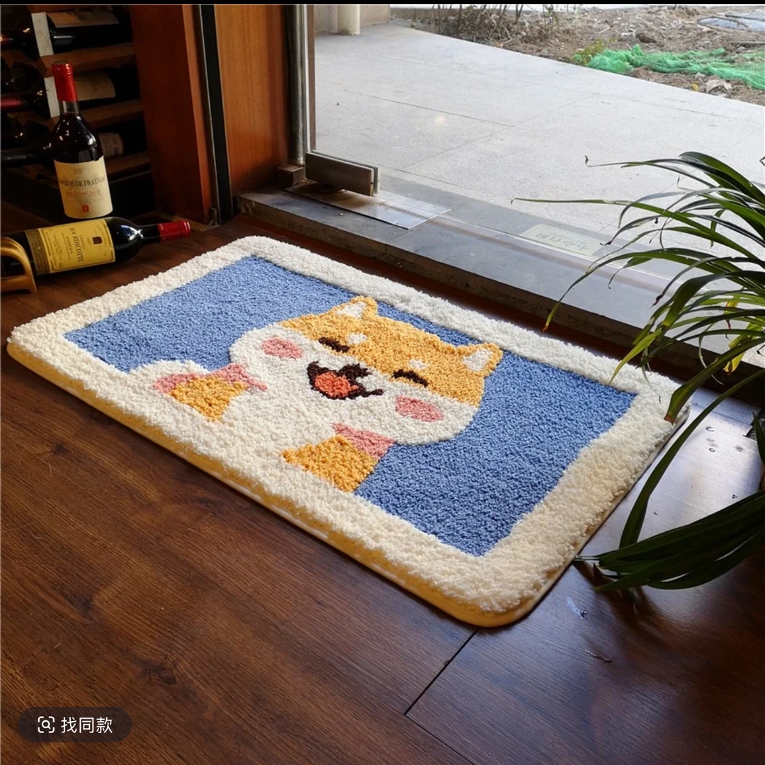 柯基笑脸可爱浴室垫脚垫入户地垫地毯60*90cm