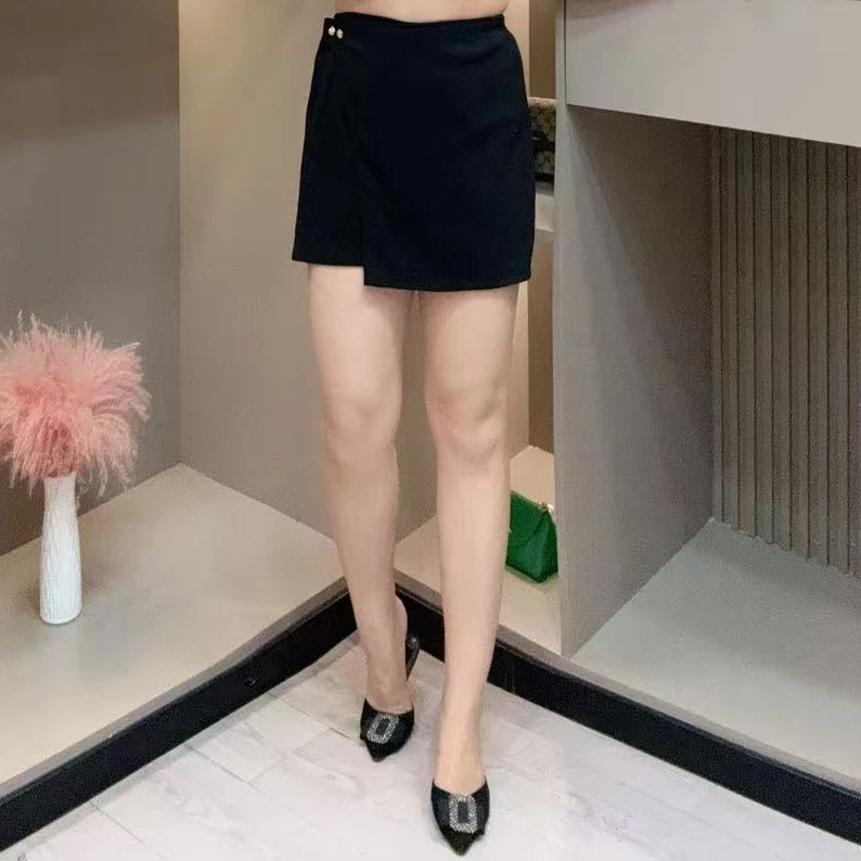 秋季短裤裙-点 1088秋季大码显瘦遮肉百搭简约时尚通勤短裤裙