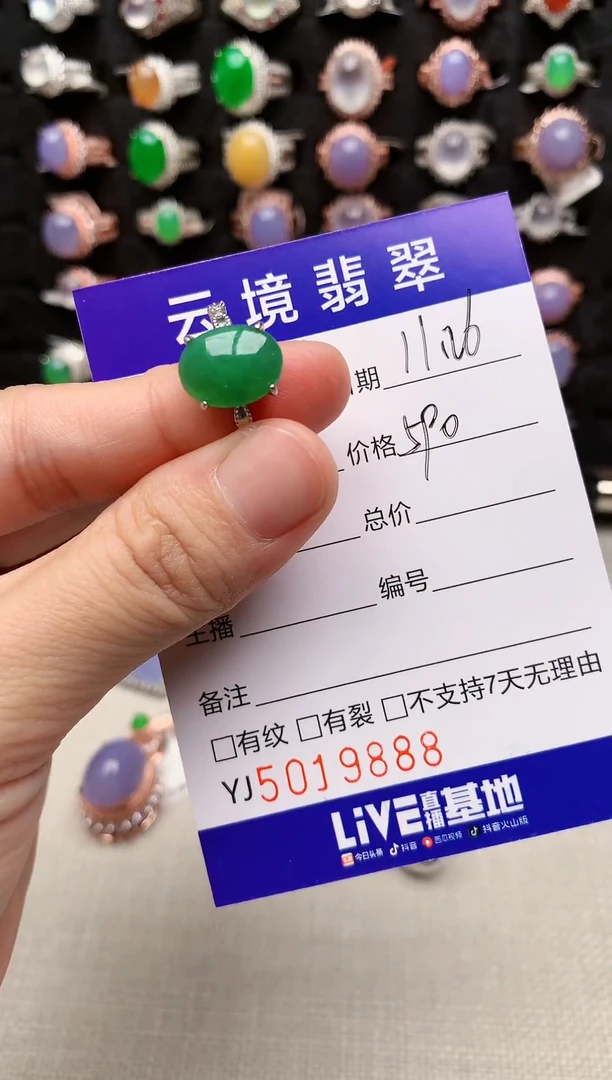 银S925镶嵌戒指翡翠9888