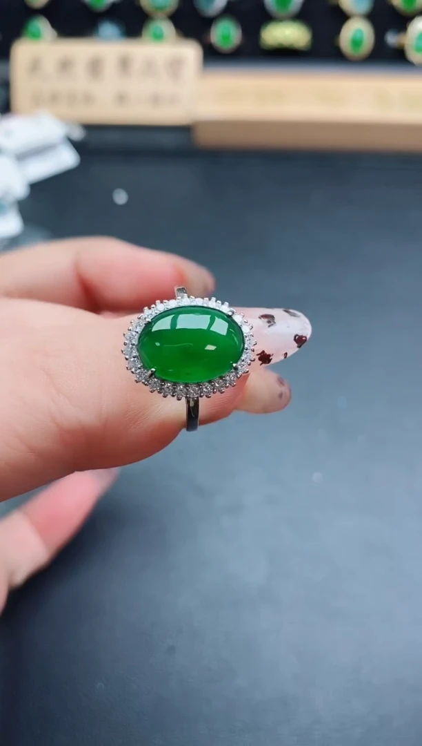 银S925镶嵌戒指翡翠1