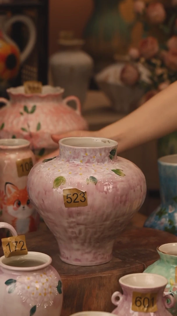 陶瓷523景德镇设计师手作花器摆件侘寂风