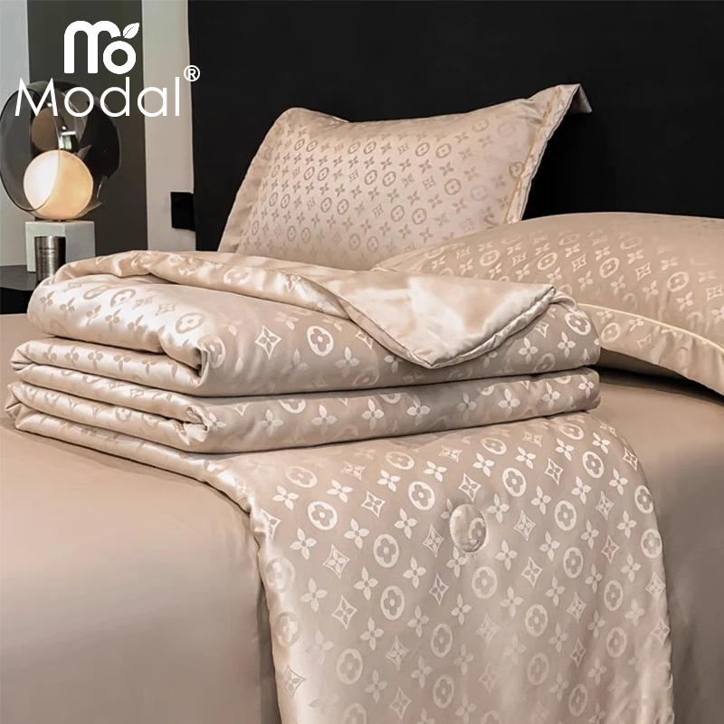 莫代尔高级感冰丝夏凉被四件套双人空调被单人宿舍夏季薄被子轻奢