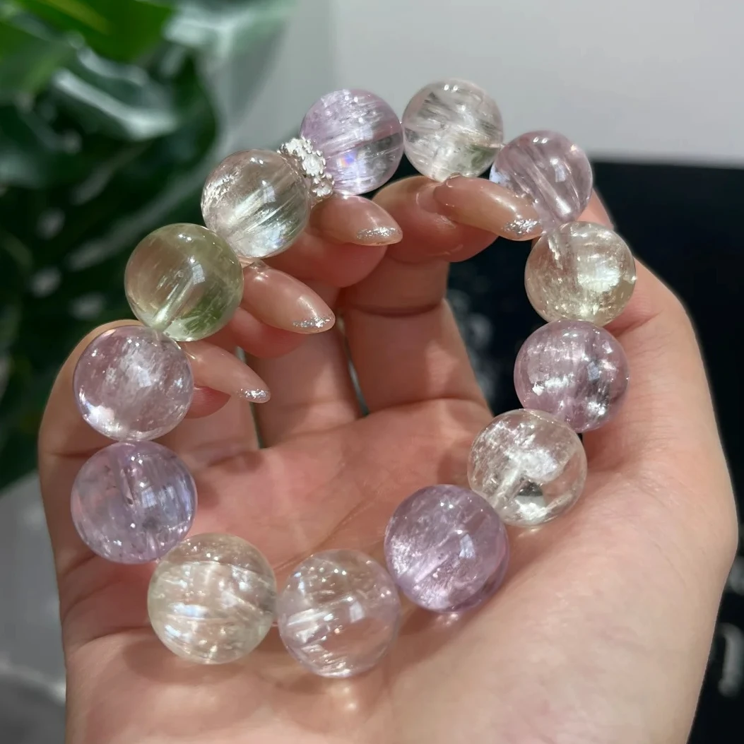 新款天然高货彩锂辉手串冰种净体拉丝猫眼锂辉手串首饰多样性发一