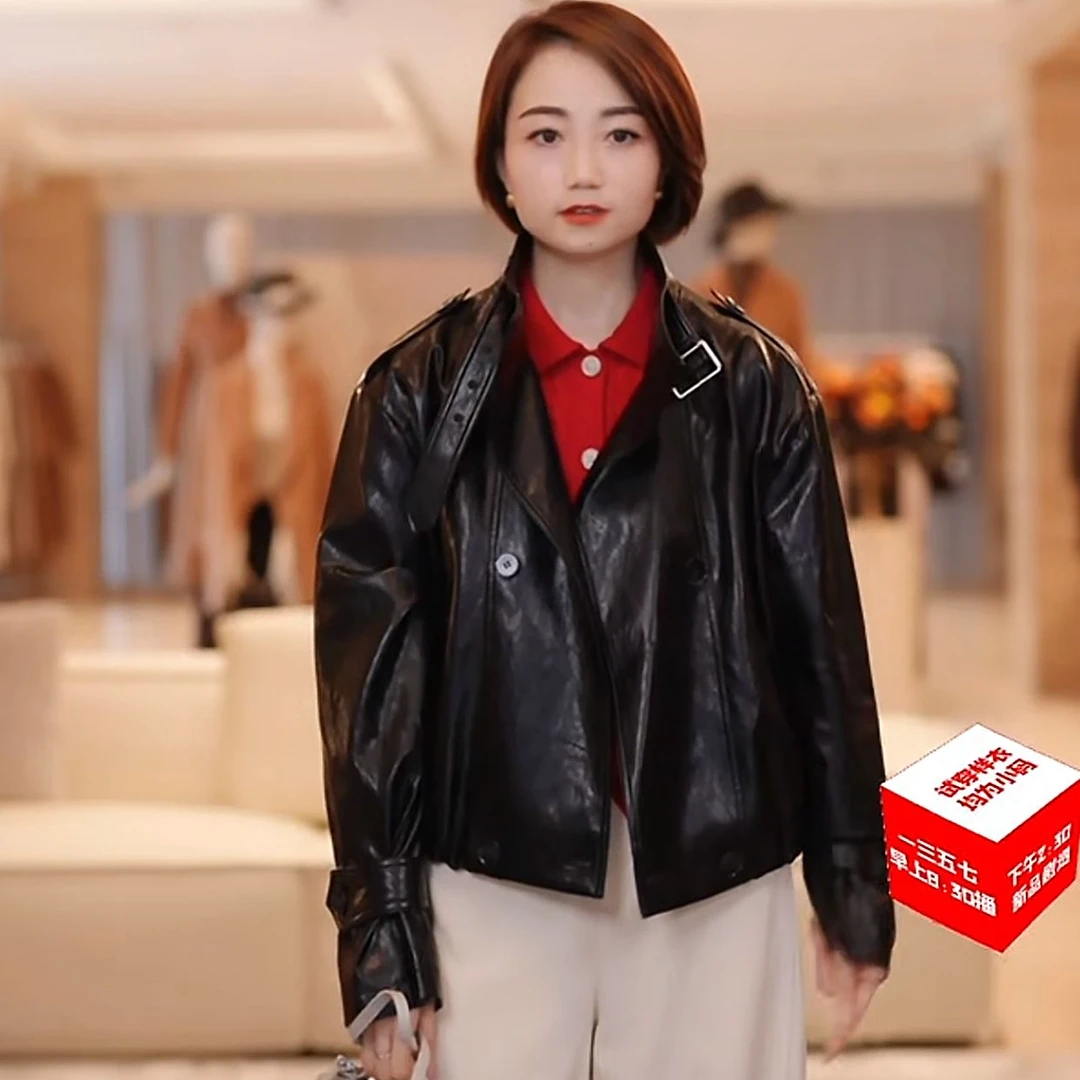 【甜酷女孩】高级感细腻柔软双排扣设计舒适休闲外套2S360W37108
