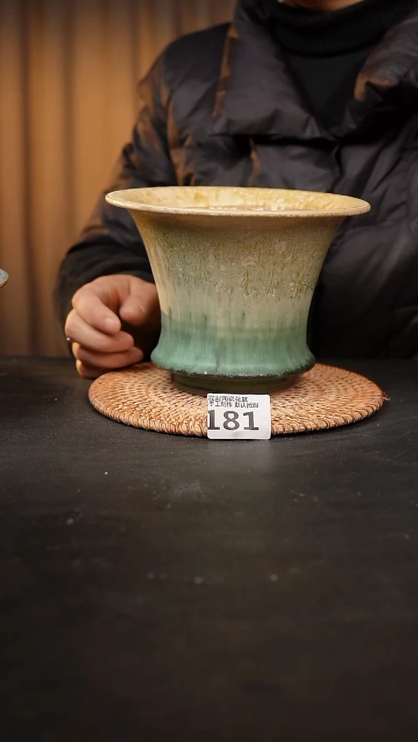 【闪购商品】瓷片181泥泥手工花盆口15高14