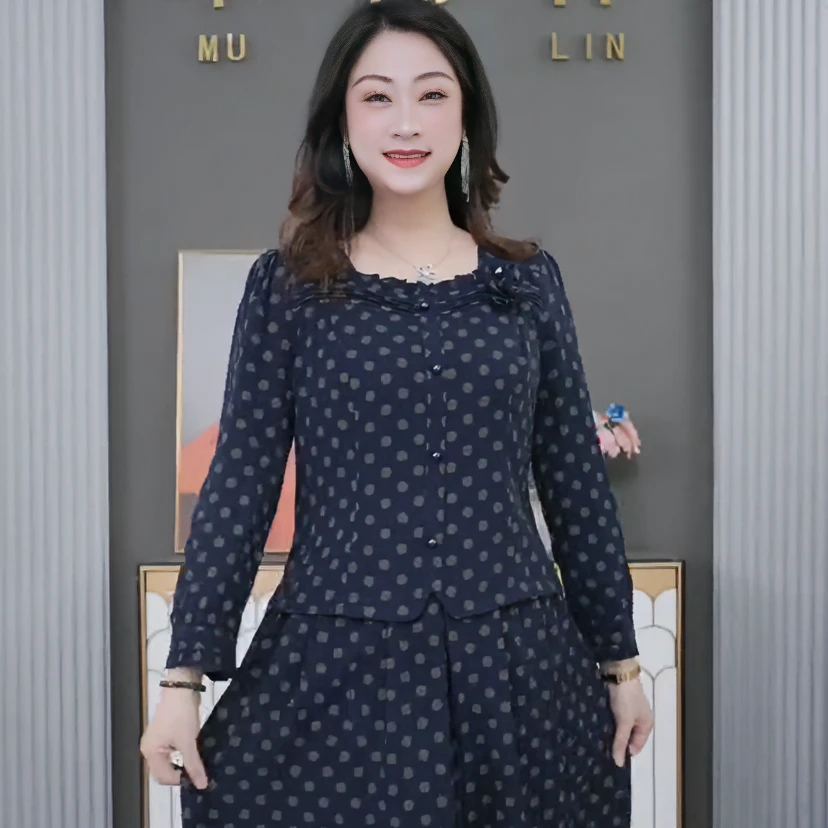 穿搭波点设计套装裙子ZB5672