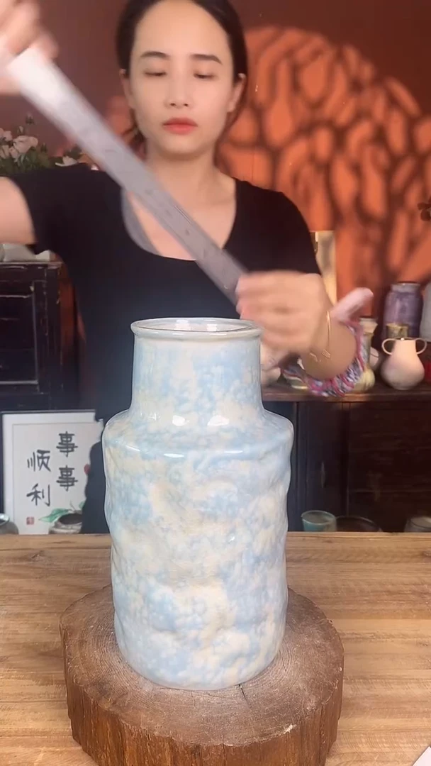 摆件景德镇高温陶瓷花器（口径10*高度28）