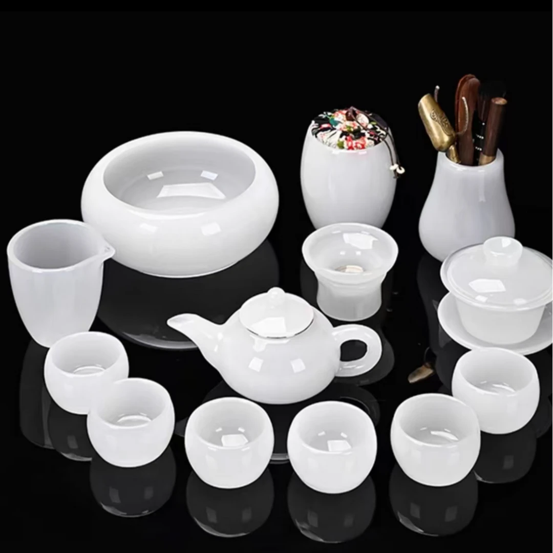 琉璃茶具套装组合玉瓷琉璃茶杯家用办公送礼琉璃茶壶高档盖碗礼盒