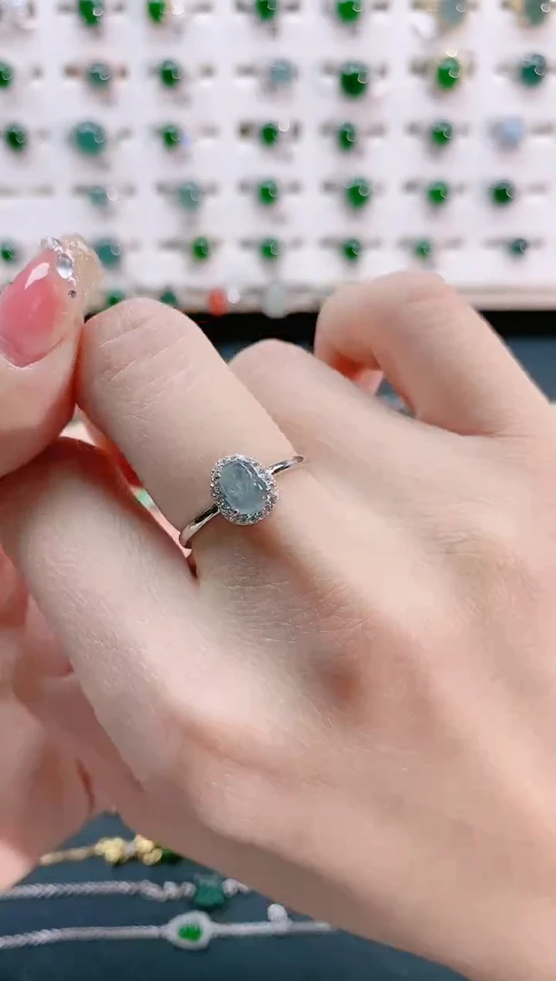 【闪购商品】翡翠戒指银S925镶嵌天然翡翠