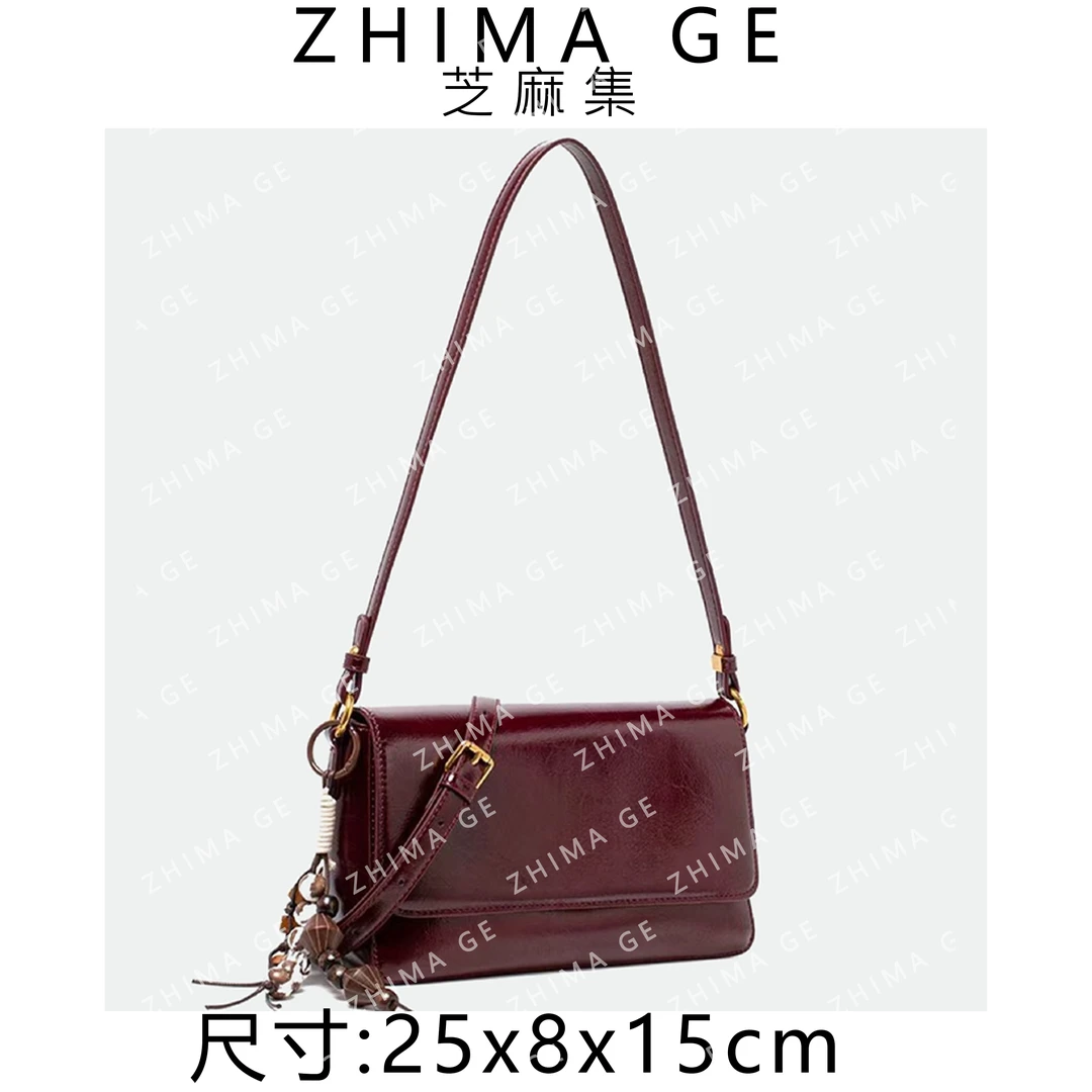 【芝麻集】QYX-98033-朱砂红RAIN.CUN潮流休闲时尚百搭腋下女包