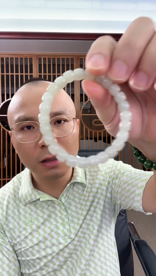 未镶嵌手串和田玉且末青白卡7+极限弧