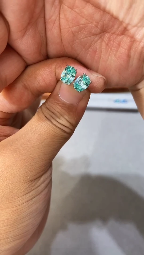 碧玺耳饰银S925镶嵌......