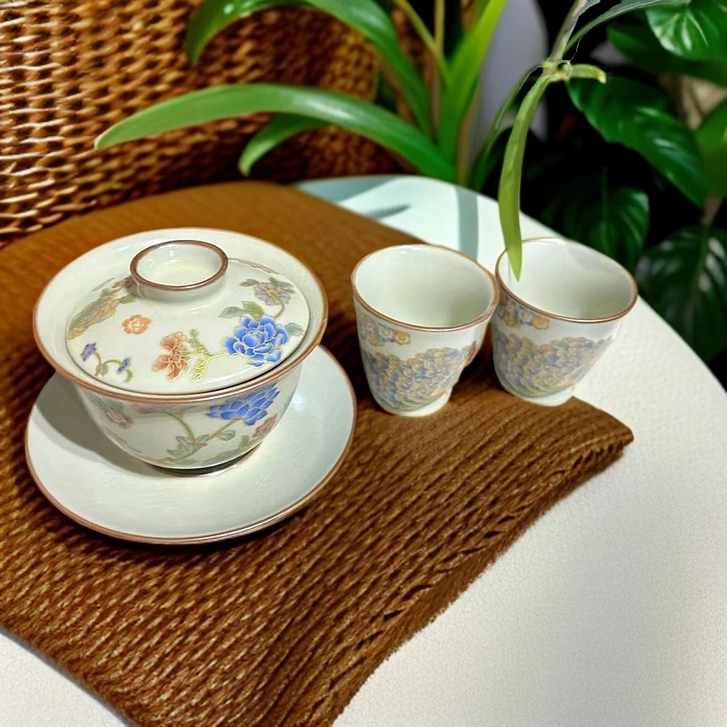 【闪购商品】繁花似锦一盖碗俩杯（不带礼盒）1605