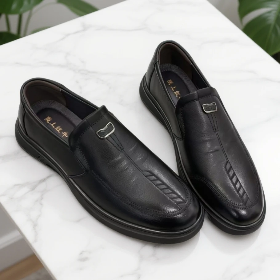 男鞋新款商务男士皮鞋真牛皮透气软皮软底中老年爸爸鞋单鞋630