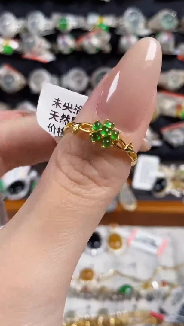 银S925镶嵌戒指翡翠天然A货翡翠200