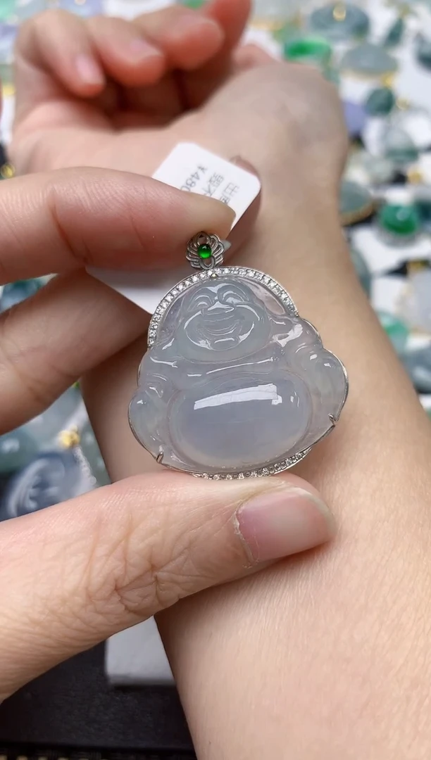颈饰18K金镶嵌翡翠天然缅甸A货翡翠