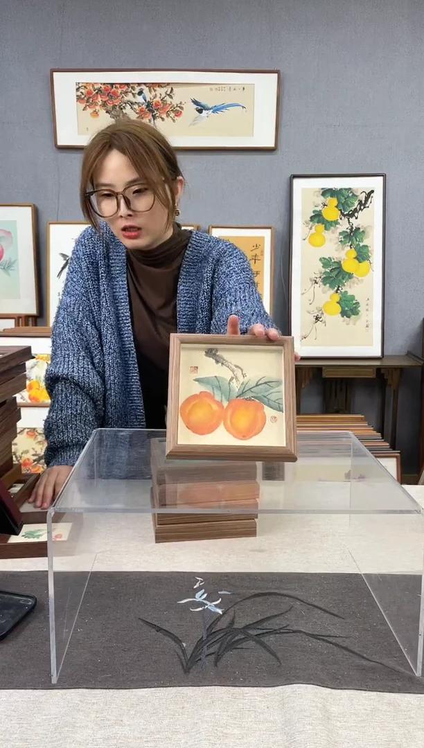 【闪购商品】国画纯手写带框作品-15*15 柿子