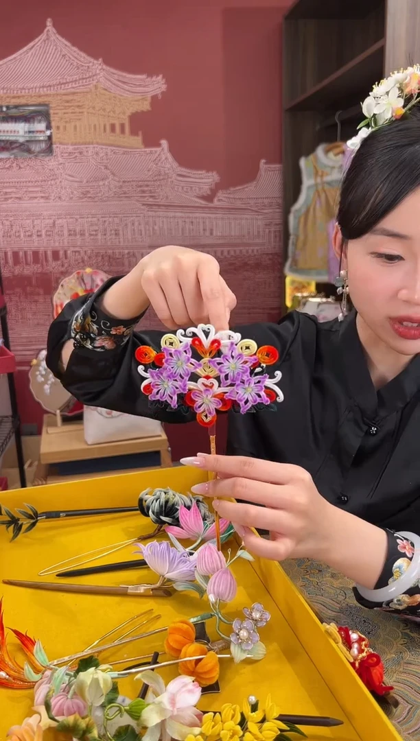 【闪购商品】刺绣非遗绒花（发饰）