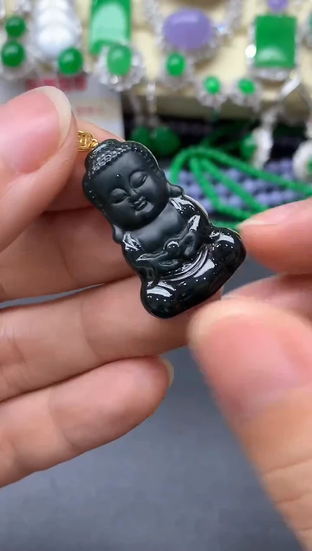 颈饰18K金镶嵌翡翠690-中国好珍宝