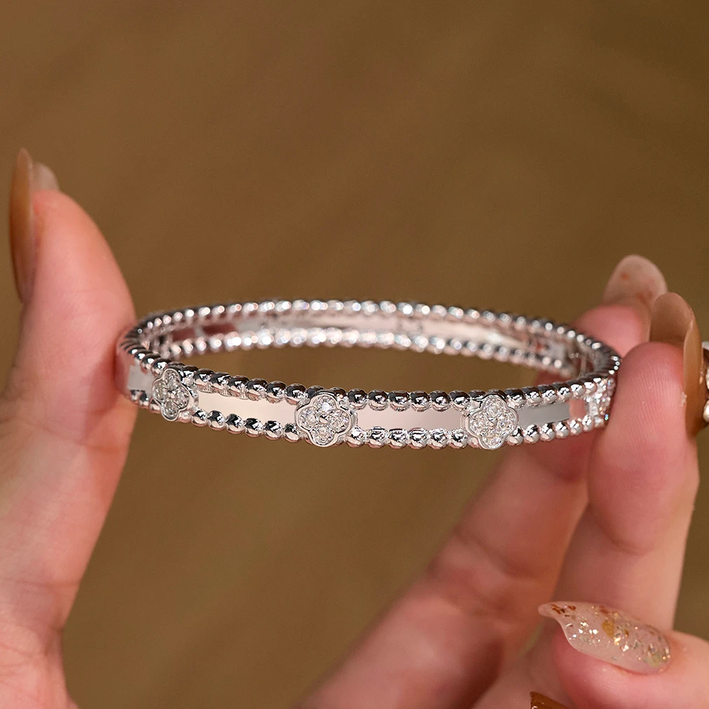 恒美娜 925银莫桑石手镯 万花筒手镯气质轻奢时尚镶嵌复古设计感