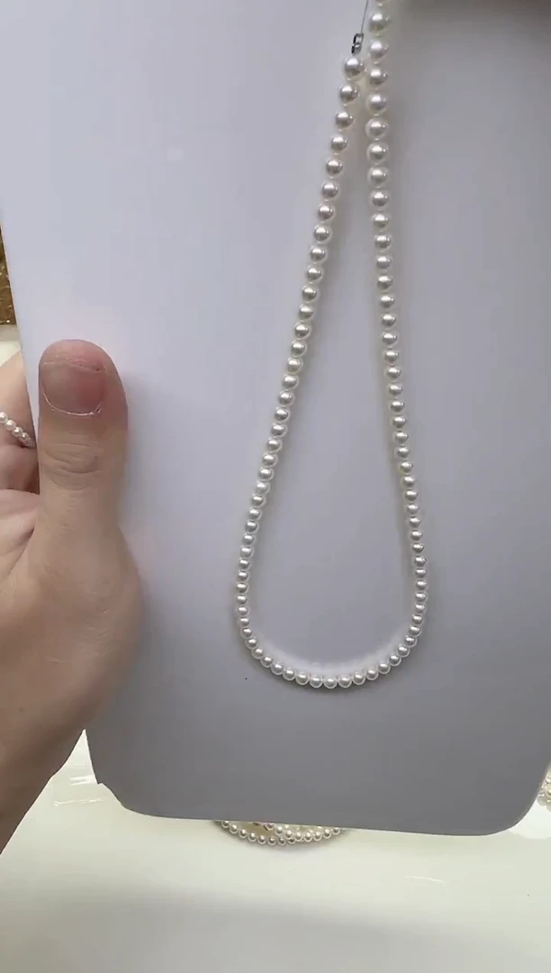 项链未镶嵌淡水珍珠极光白近正圆4.5-5mm
