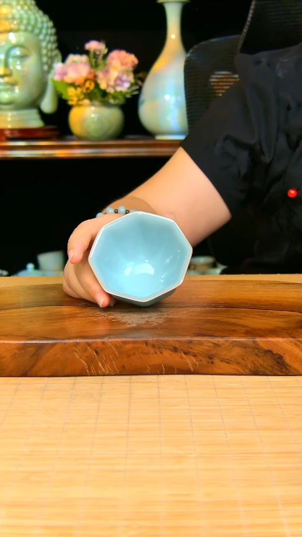 汝瓷八方杯原矿天青不完美