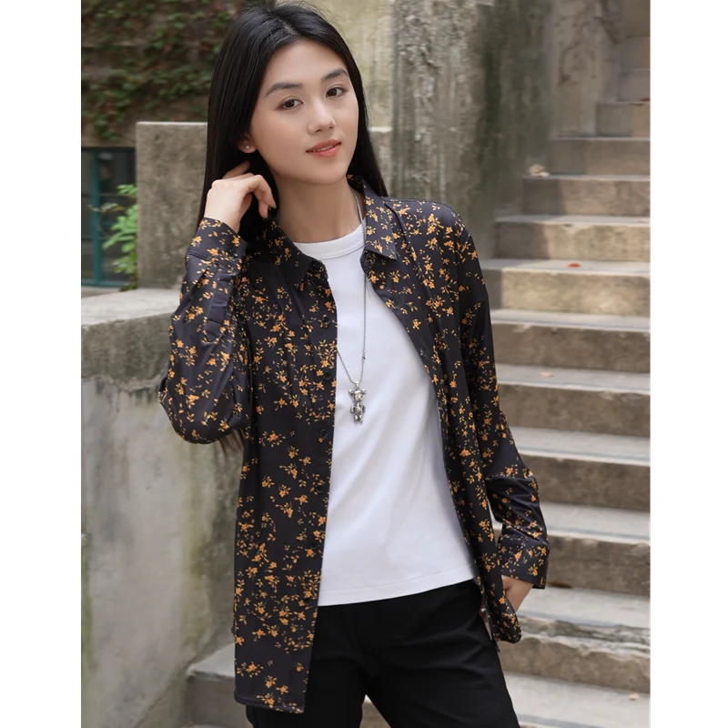 2025春夏季新款男士碎花长袖衬衫潮流百搭休闲时尚印花衬衫外搭男