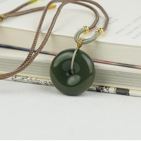 【香掌柜】和田玉金肉沙枣青平安扣吊坠（发一件）