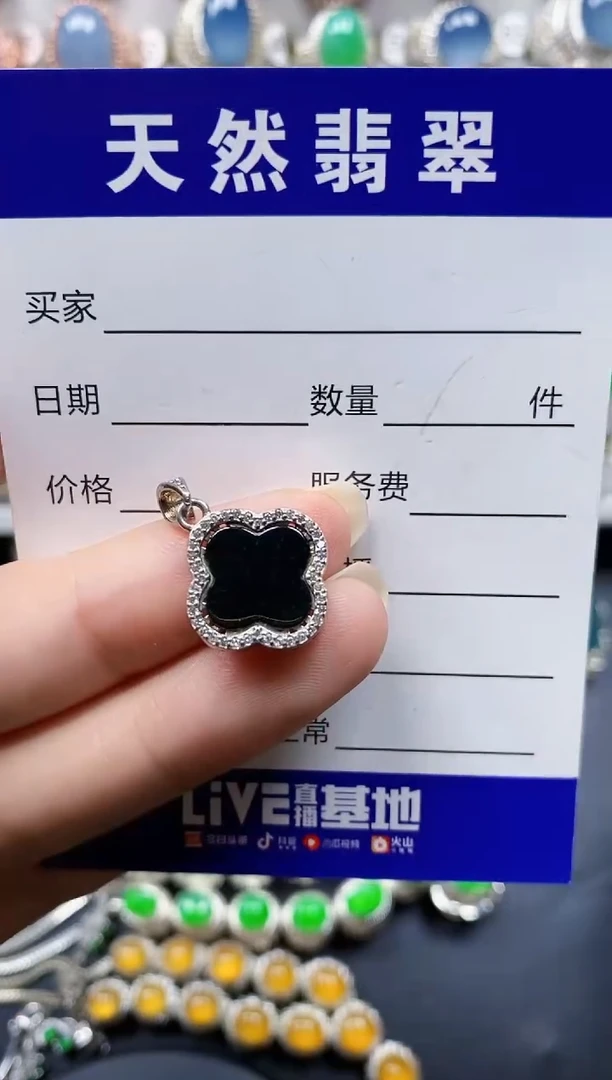 翡翠银S925镶嵌颈饰393