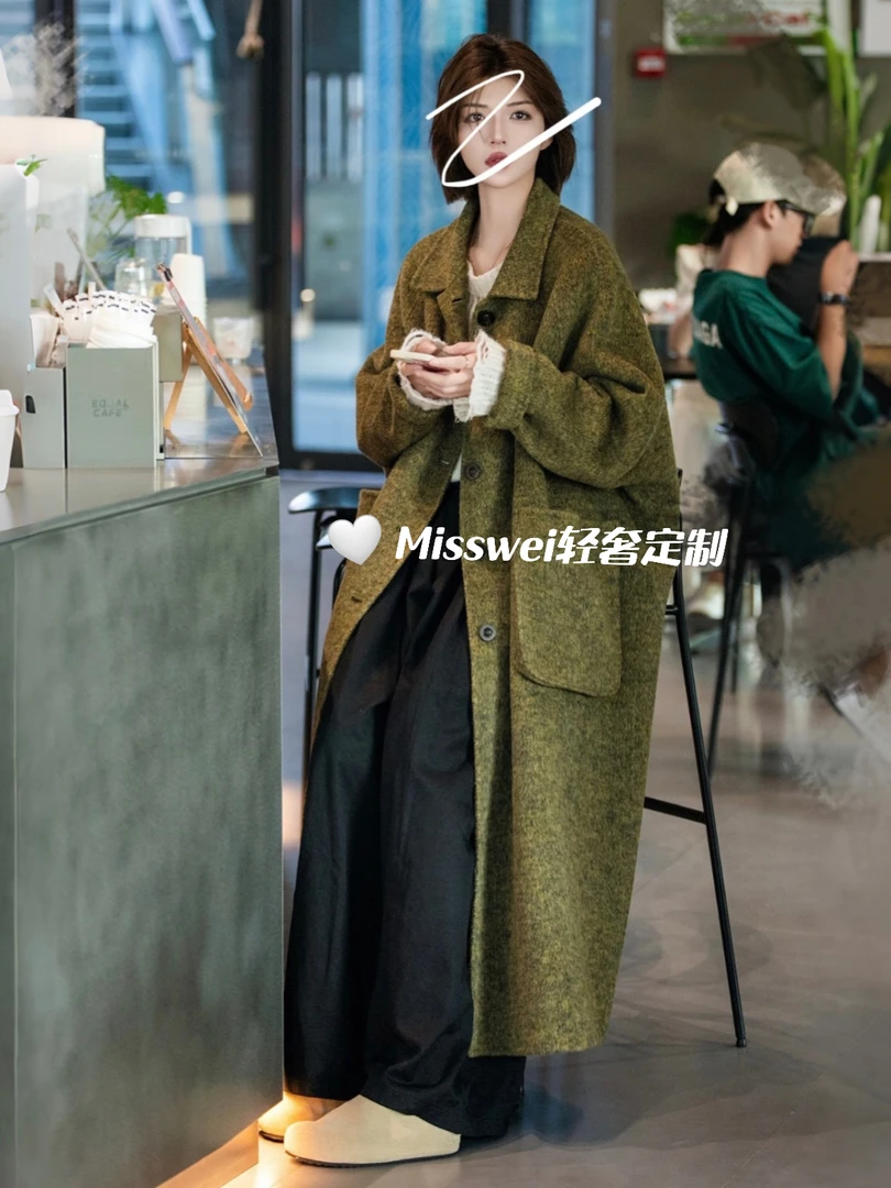 M24015-高定款欧版斗篷大衣宽松廓型大衣定制气质长款时尚长款
