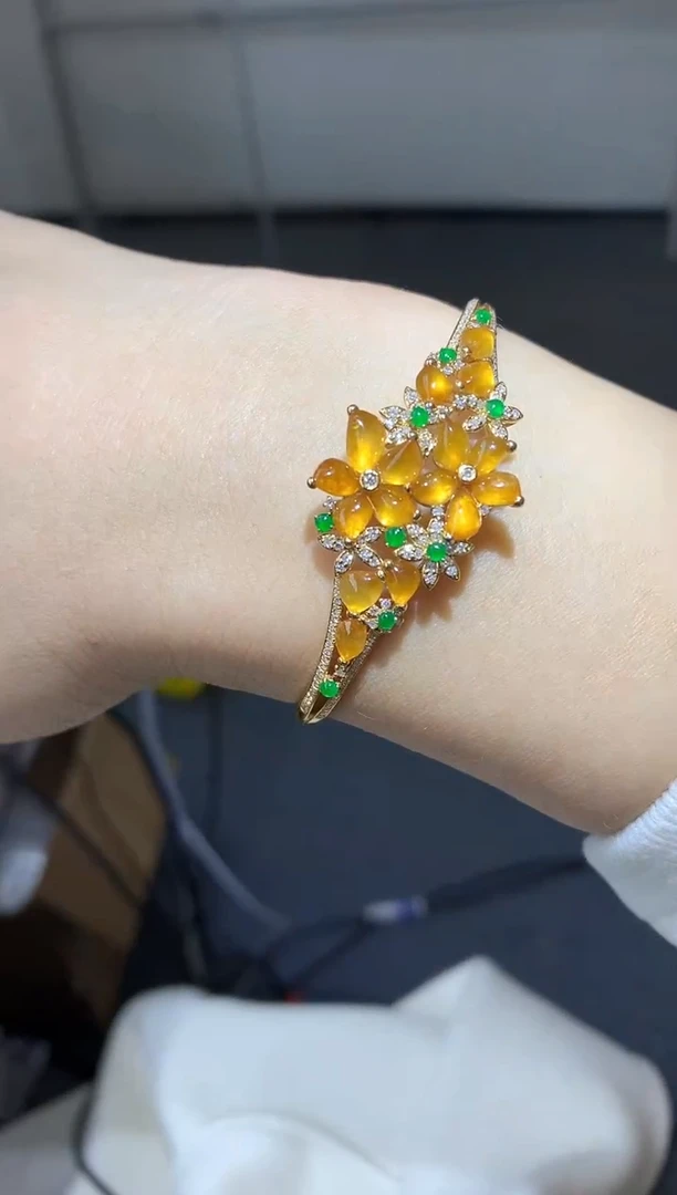 【闪购商品】翡翠手镯18K金镶嵌479-中国好珍宝