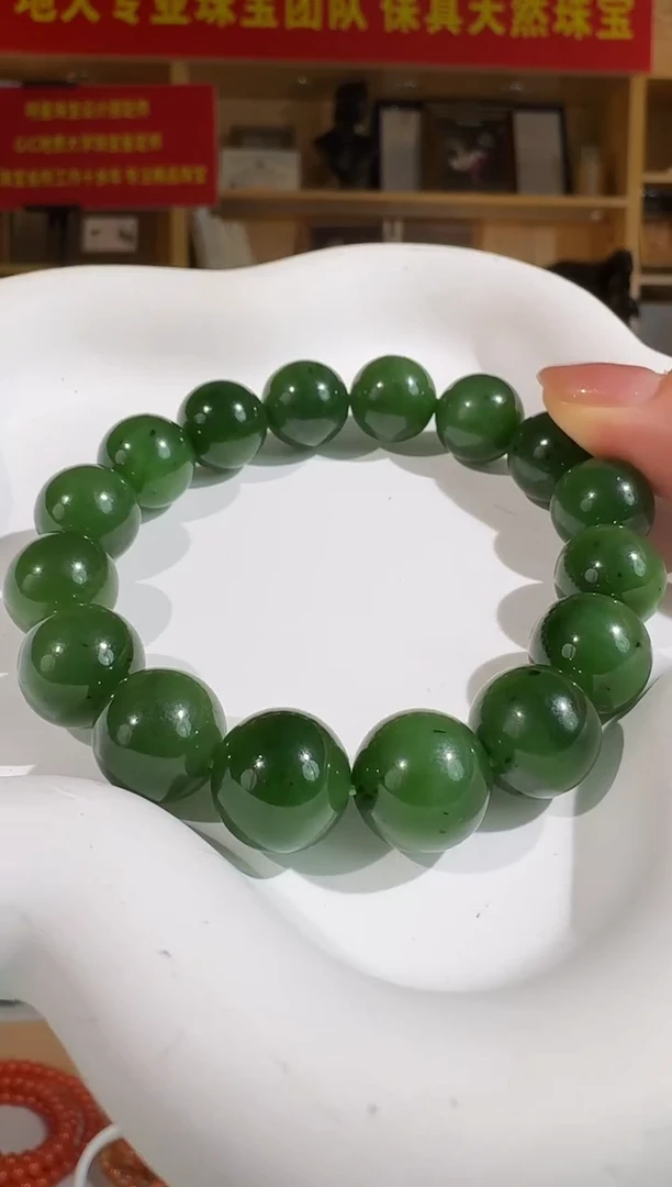 未镶嵌手串和田玉约13mm天然红皮老料碧玉手串单圈多样性发一