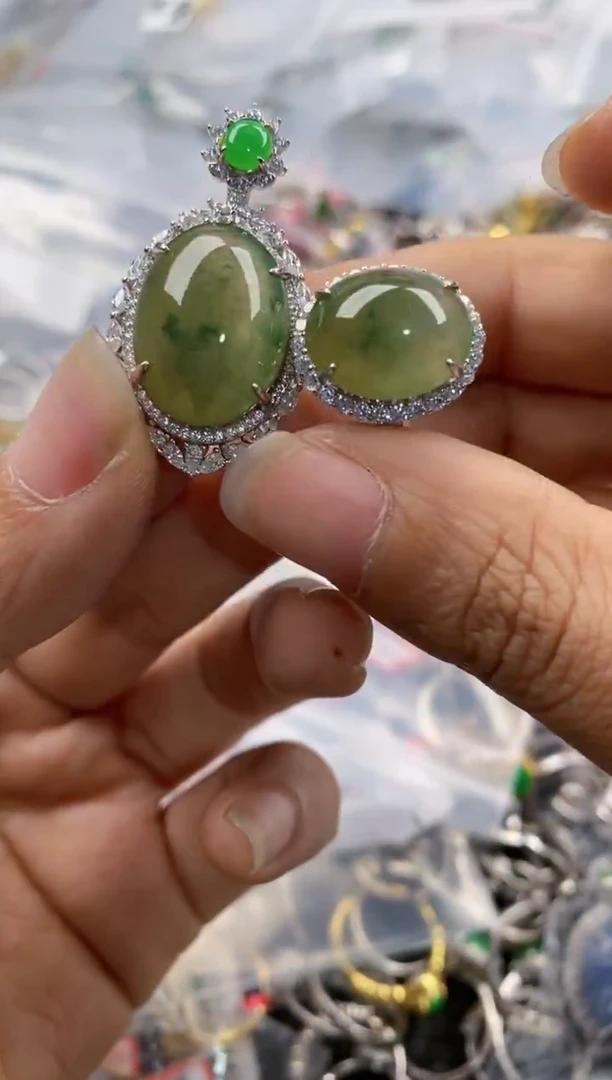 银S925镶嵌戒指翡翠555                     9