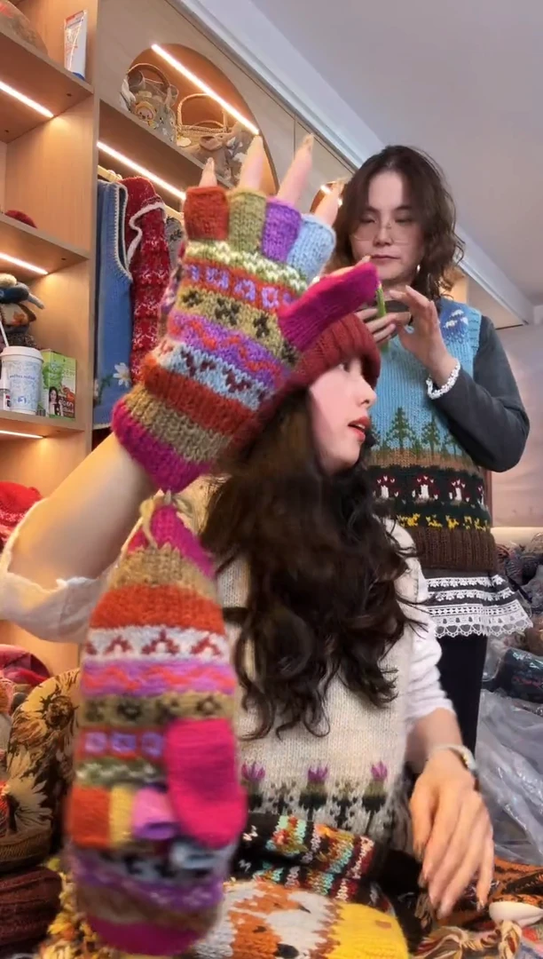 纯棉轩*百羊毛五指手套A503