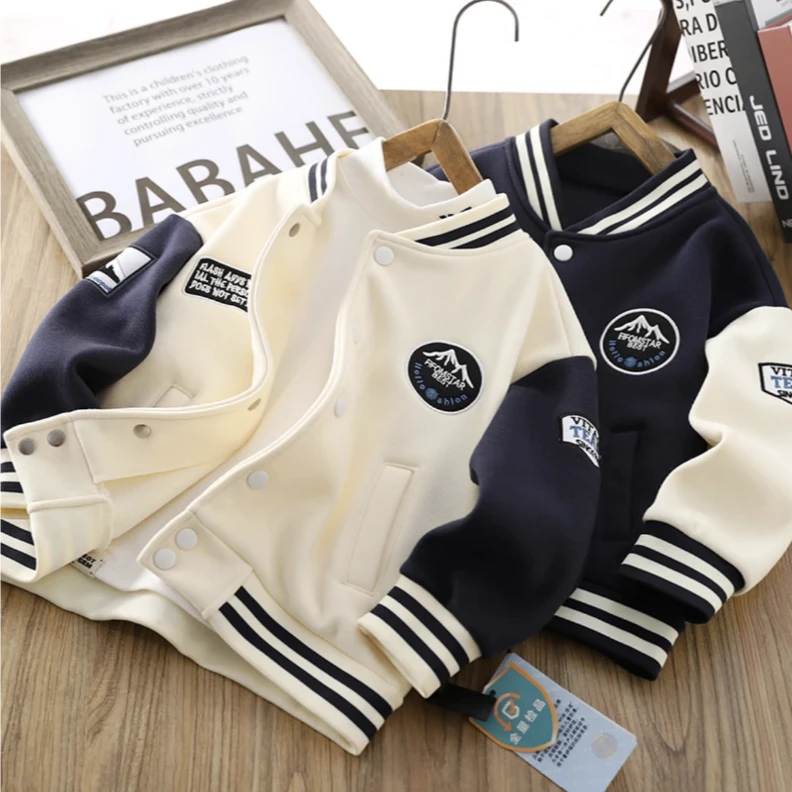 儿童加绒外套秋冬棒球服2025新款男孩加厚保暖夹克棉衣潮fx24408