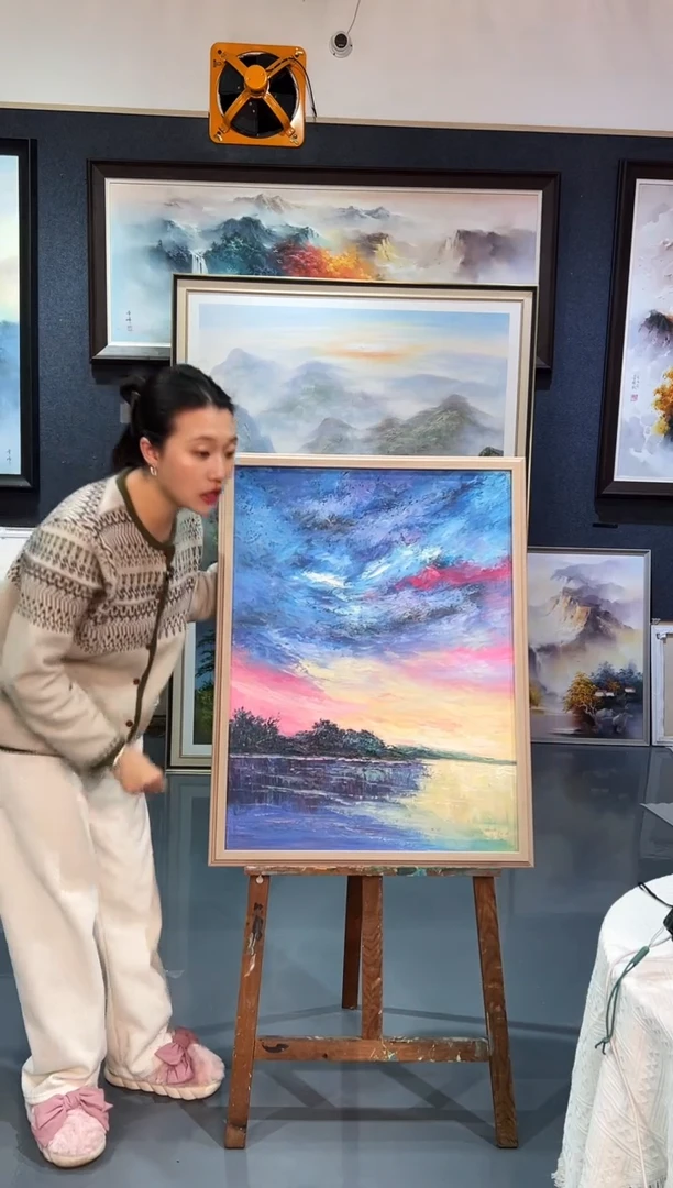 【闪购商品】油画14号 60*80 日出-手绘油画