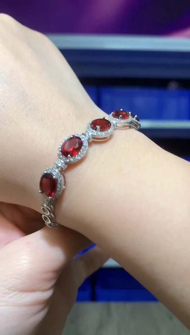 银S925镶嵌手链石榴石【宝石世家严选】